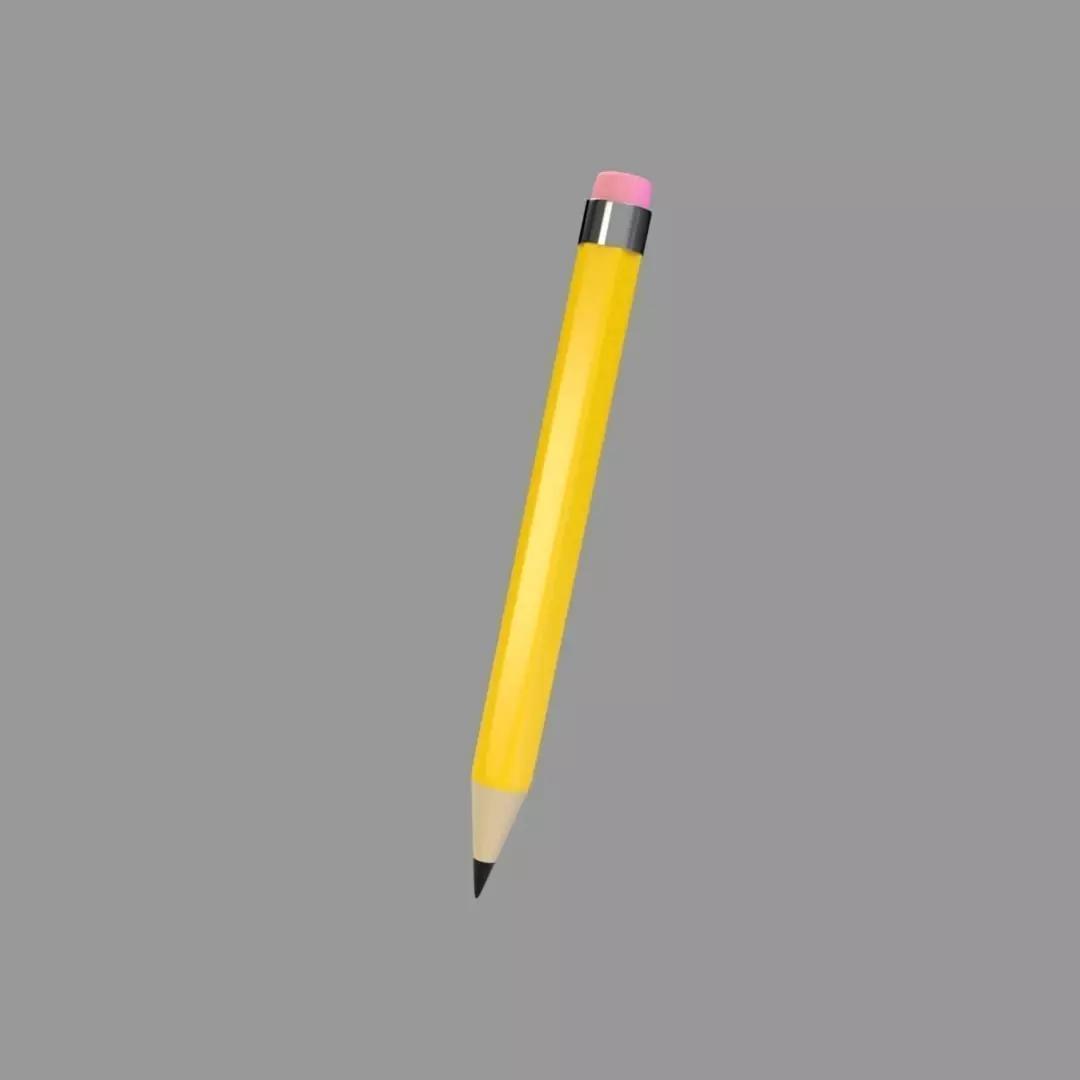 Pencil with Eraser 3D model_0