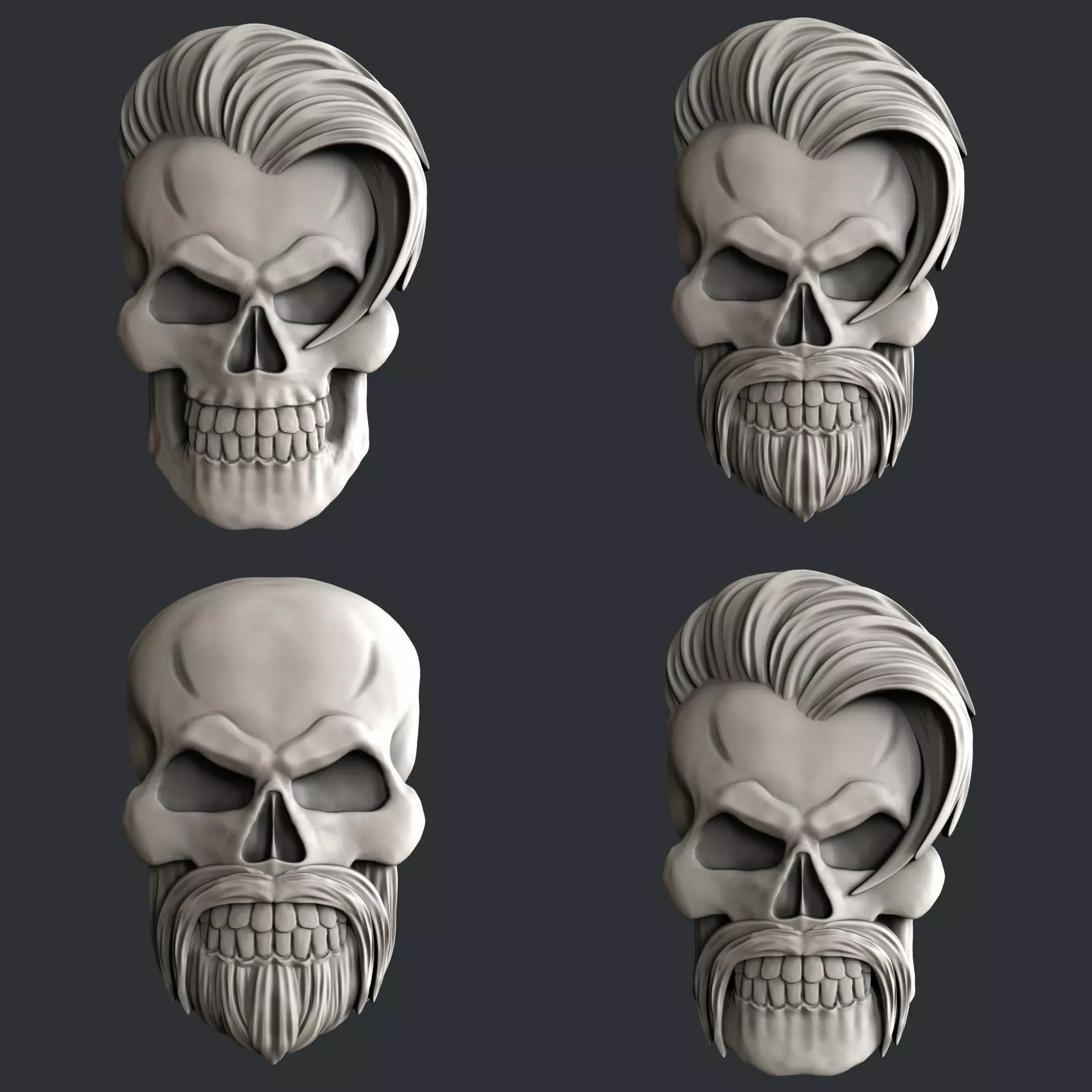 3d STL models for CNC set 4 models skulls 3D model_0