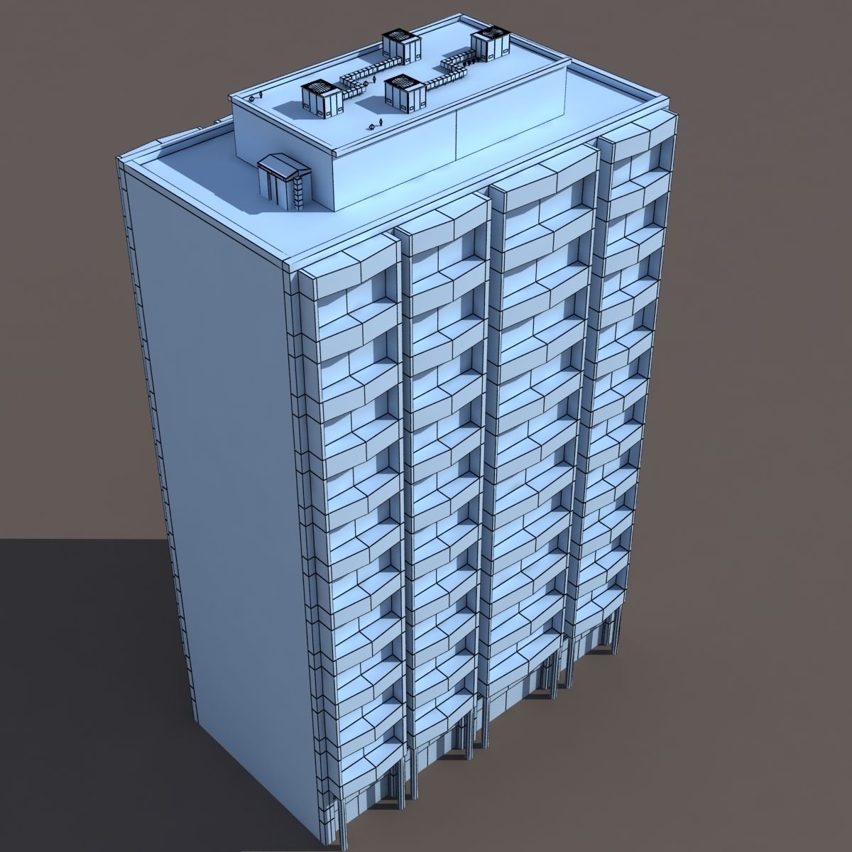 Residential Building 10 Low-poly 3D model_8