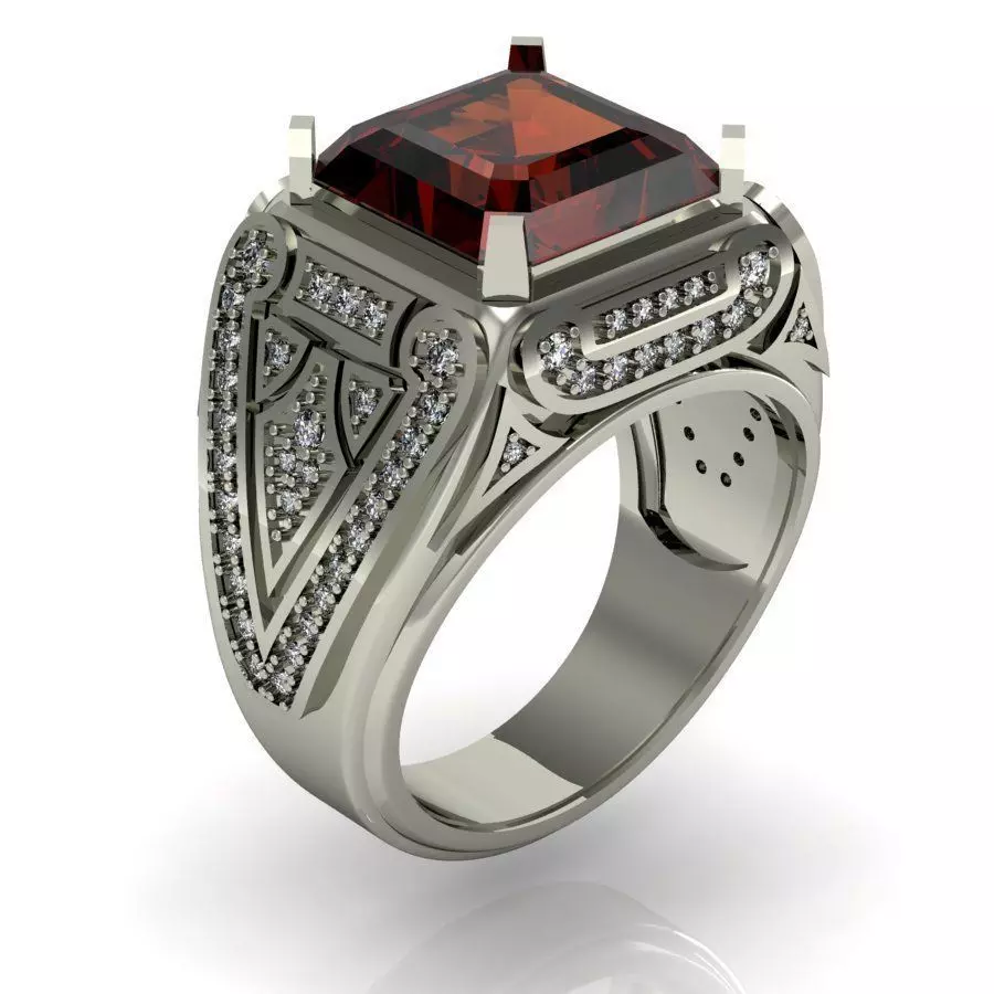 signet ring for men with gems 3D print model
