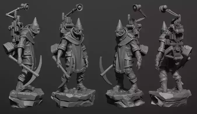 Miner- 3D Print Model statue of man with scythe