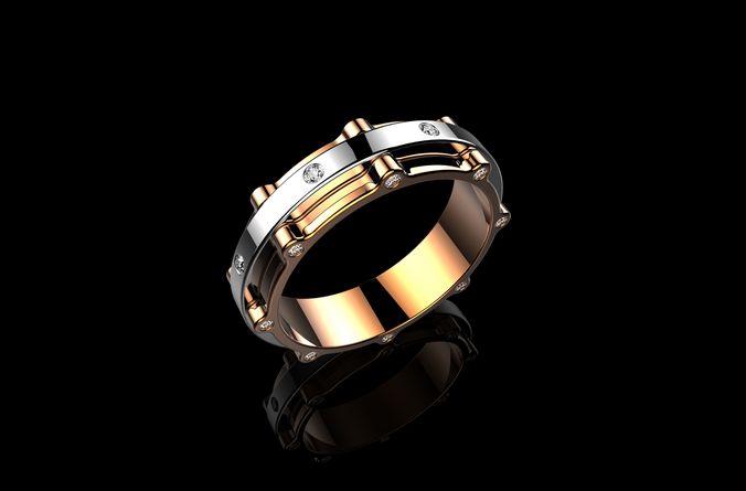 Mens Diamond Rings 18k 3D print model