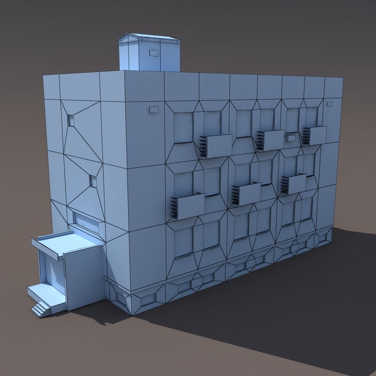 Residential Building 7 Low-poly 3D model_3