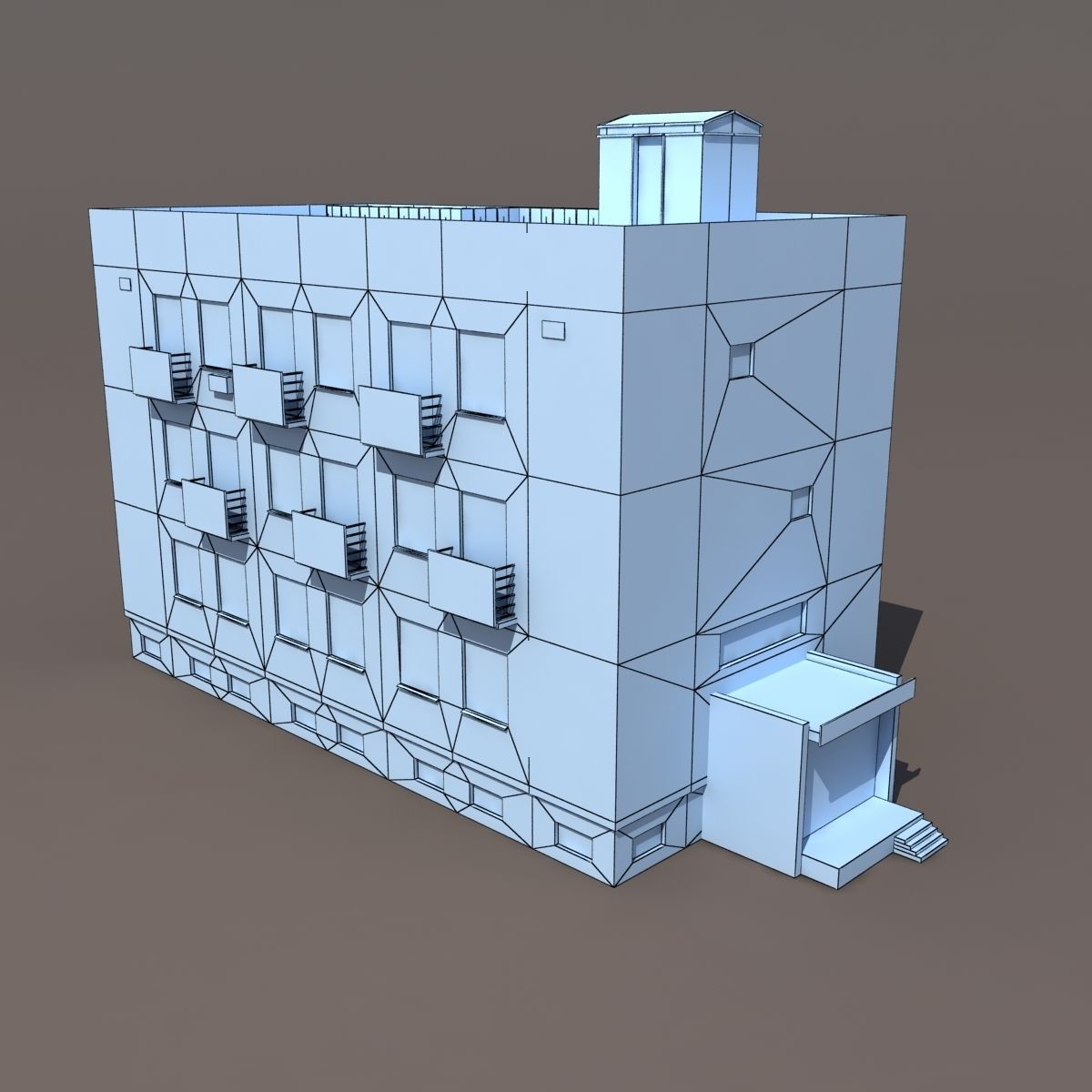 Residential Building 7 Low-poly 3D model_2