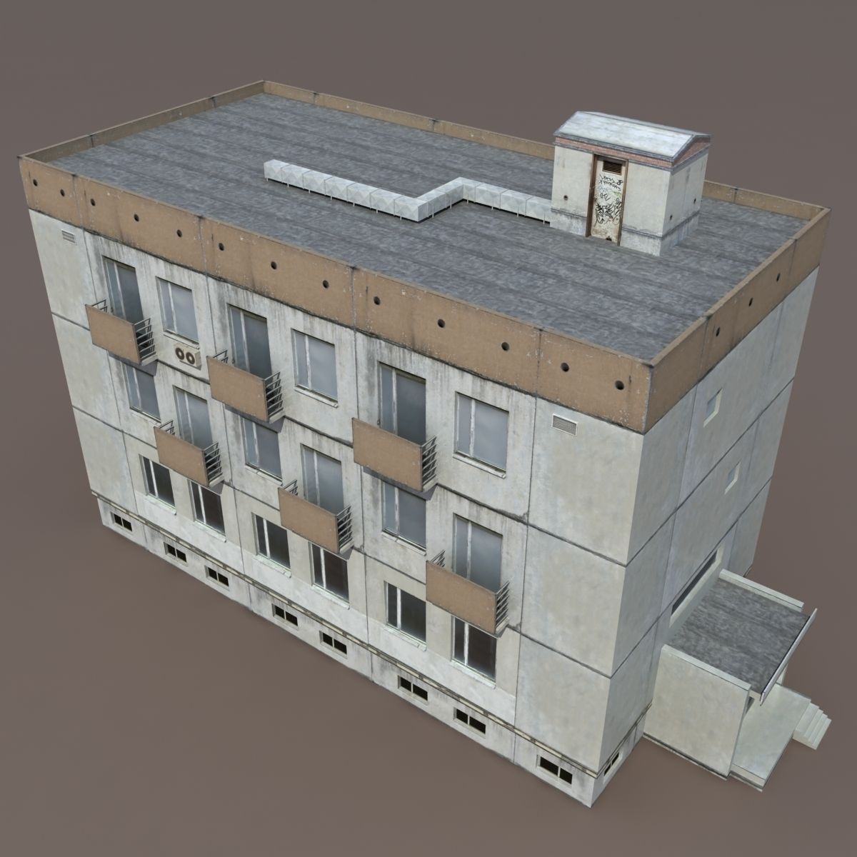Residential Building 7 Low-poly 3D model_8