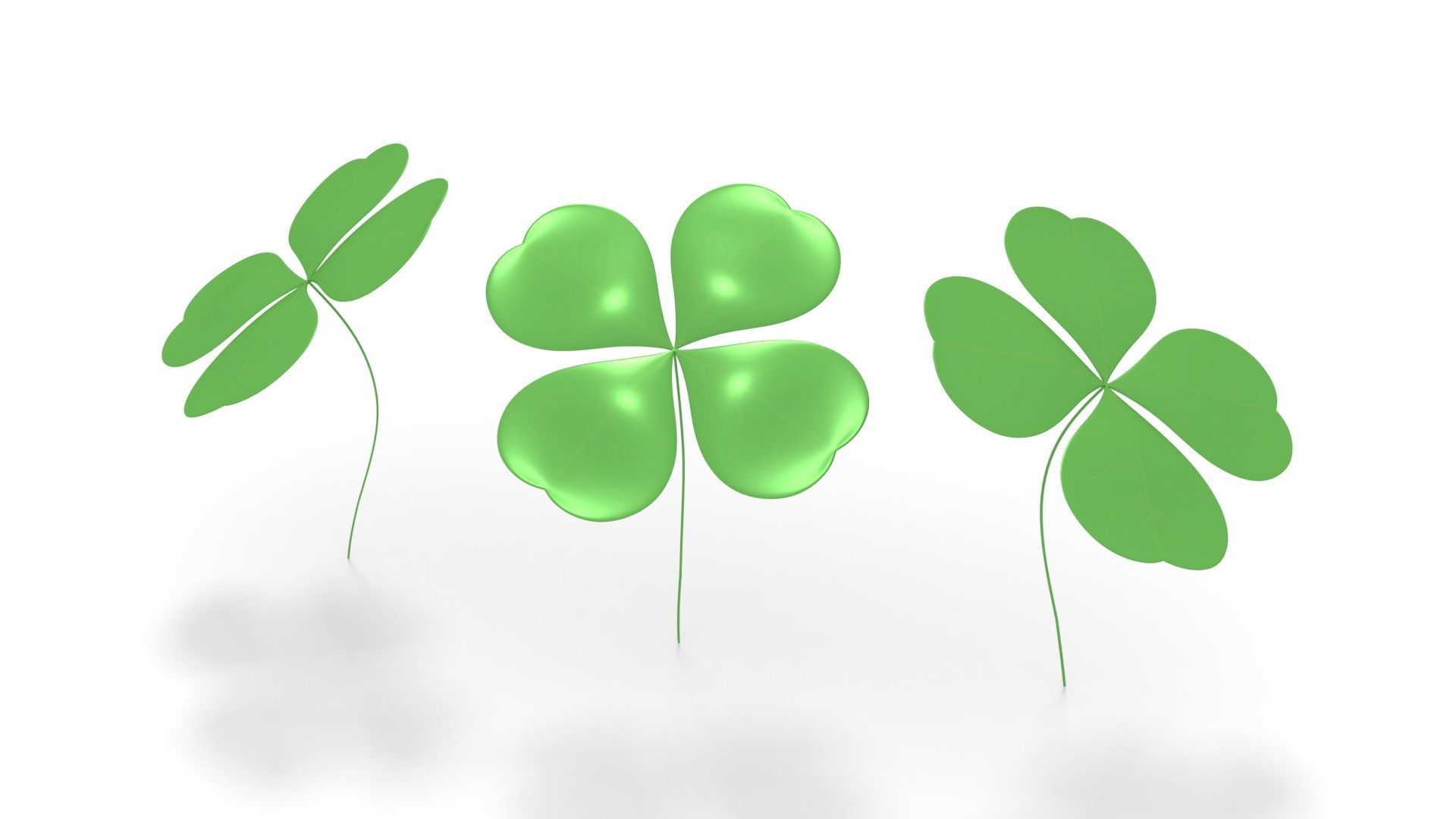 Four Leaf Clover with Shapes 3D model_2
