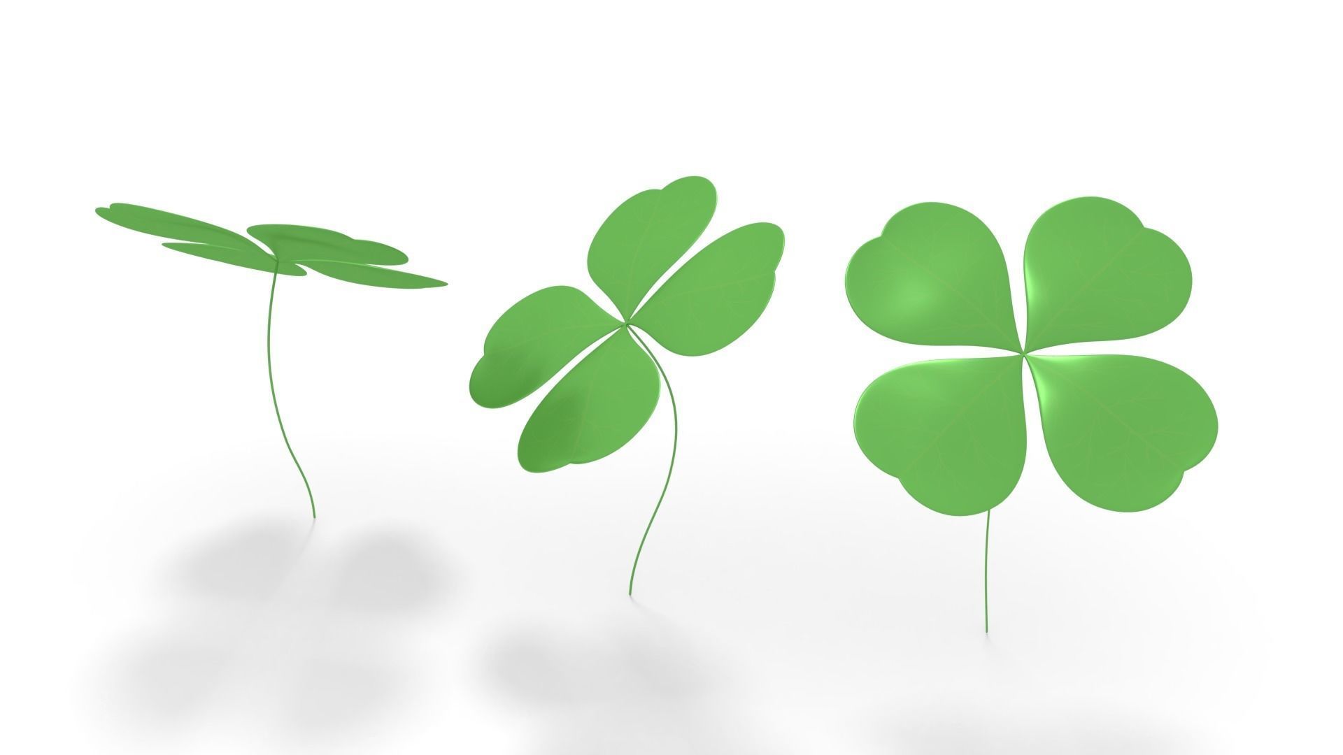 Four Leaf Clover with Shapes 3D model_1