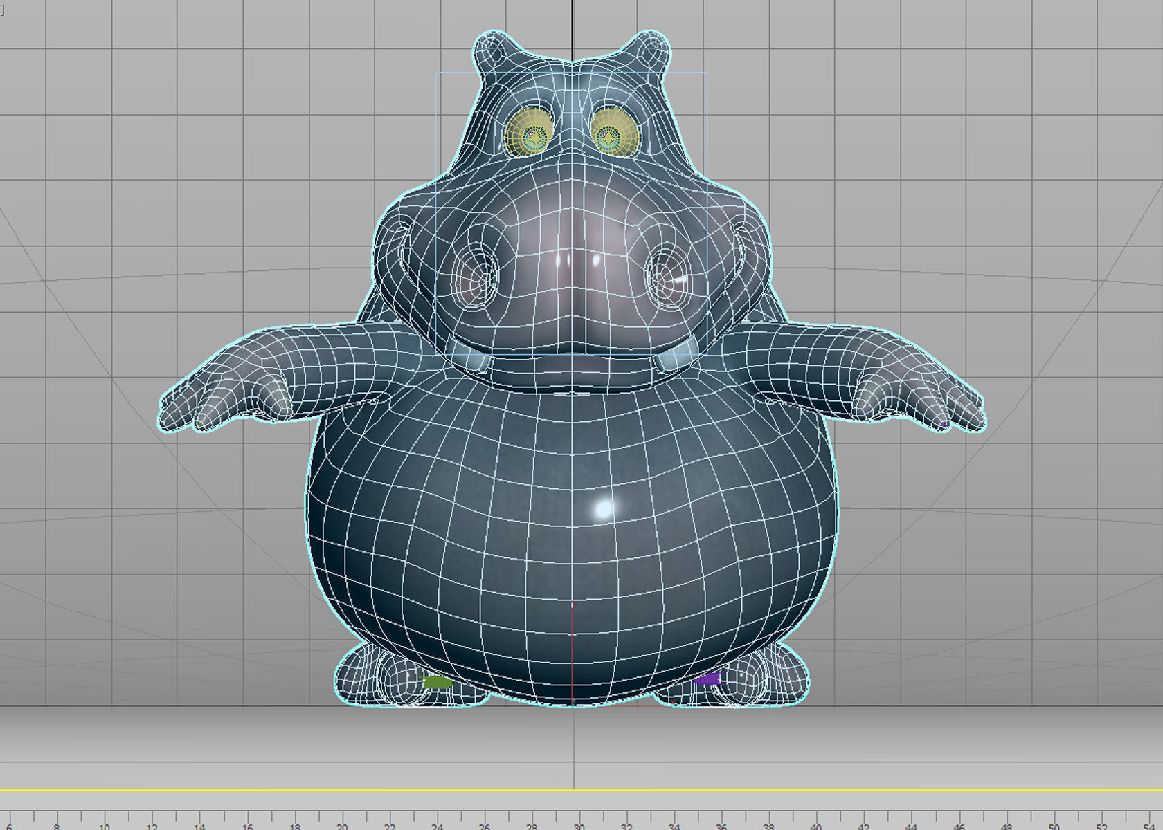Fun cartoon HIPPO 3D model_12