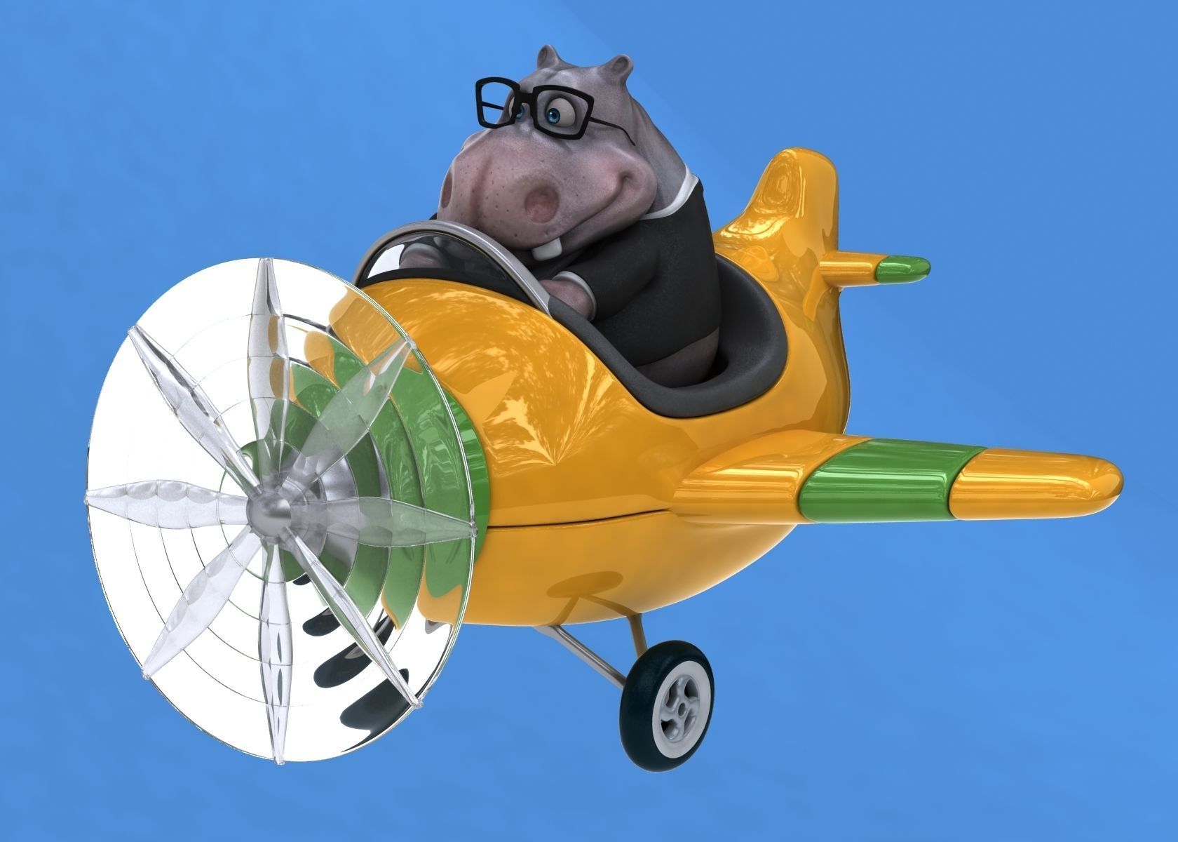 Fun cartoon HIPPO 3D model_9
