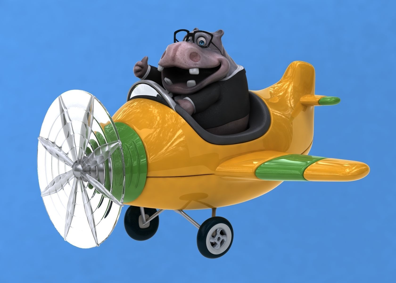 Fun cartoon HIPPO 3D model_3
