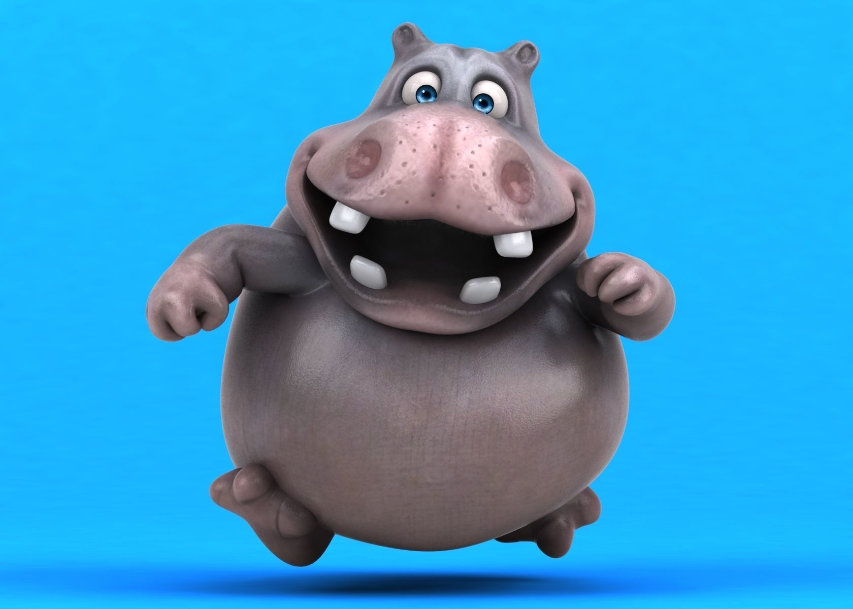 Fun cartoon HIPPO 3D model_10