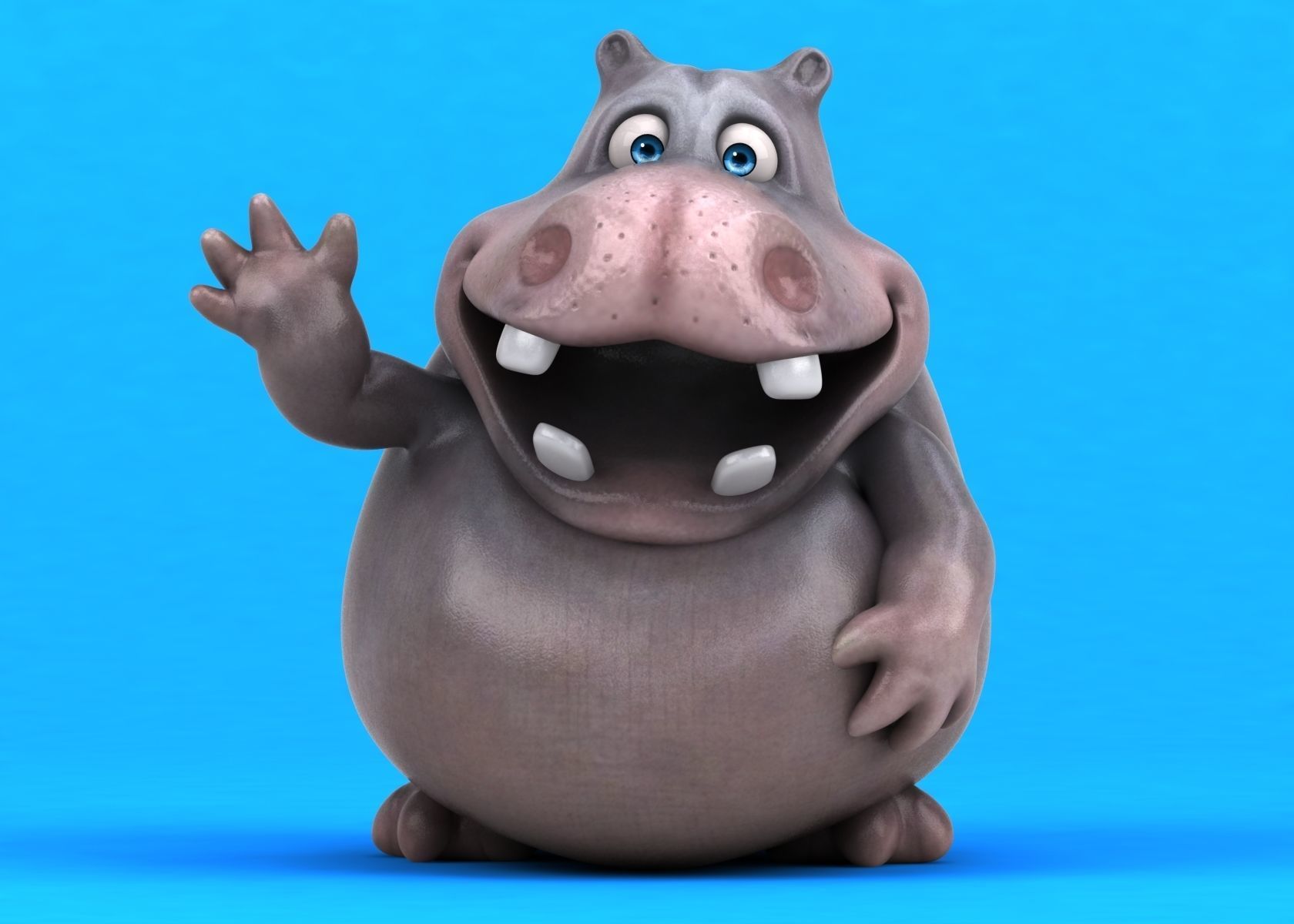 Fun cartoon HIPPO 3D model_11