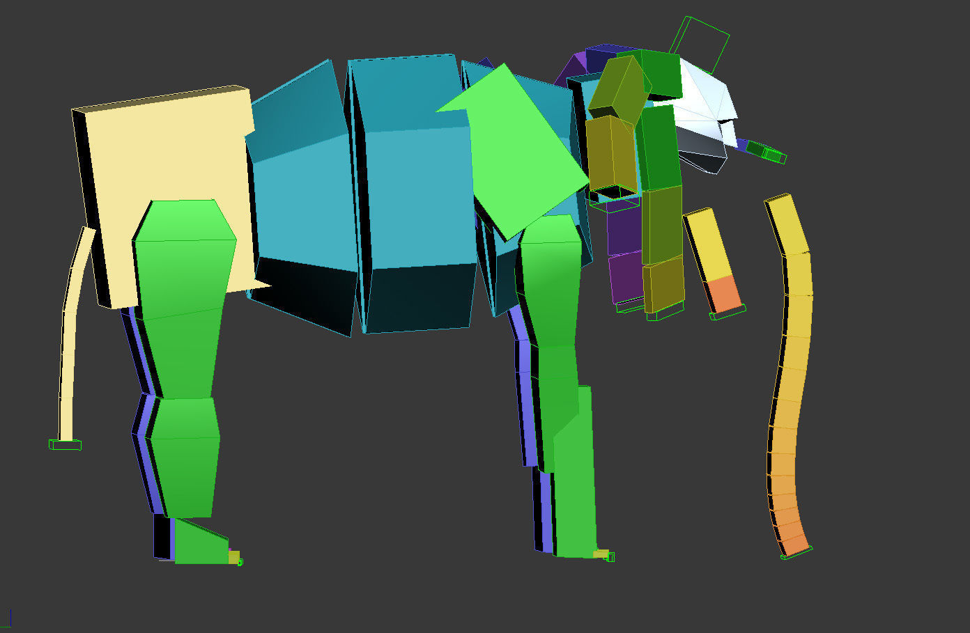 Elephant Rig -Maya- Max Low-poly 3D model_13