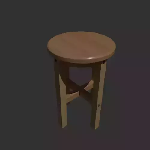 Wooden  Stool Free low-poly 3D model