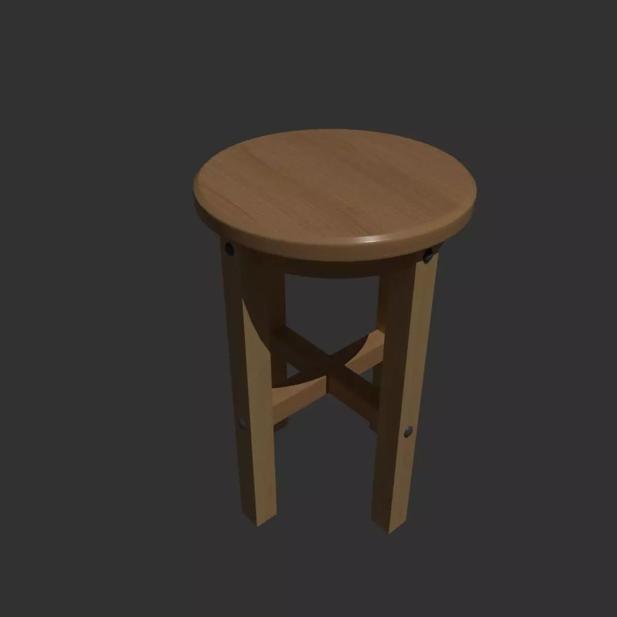 Wooden  Stool Free low-poly 3D model_0