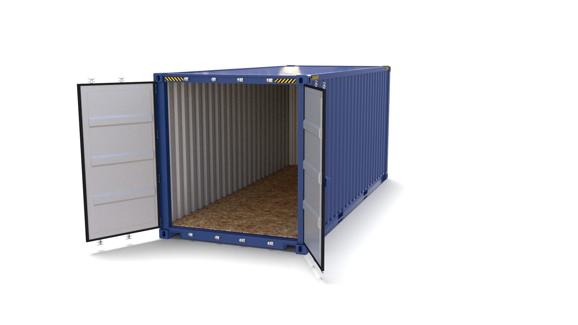 20ft Shipping Container Blue 3D model_9
