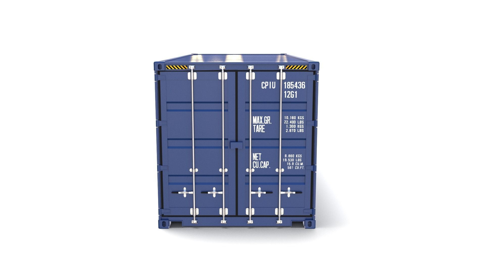 20ft Shipping Container Blue 3D model_17