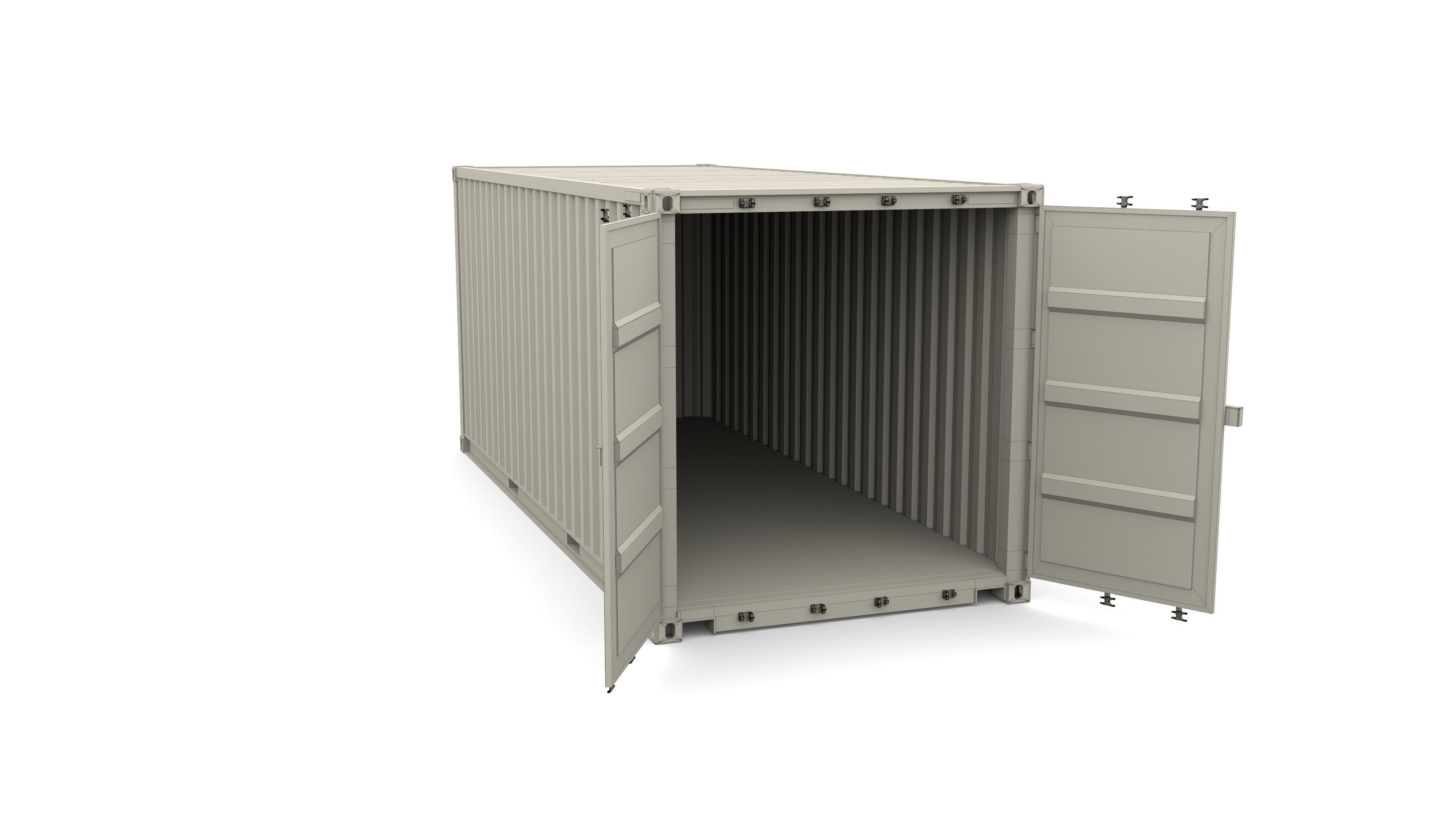 20ft Shipping Container Blue 3D model_15