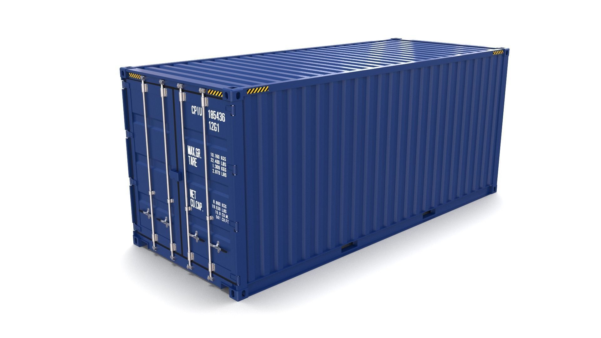 20ft Shipping Container Blue 3D model_12