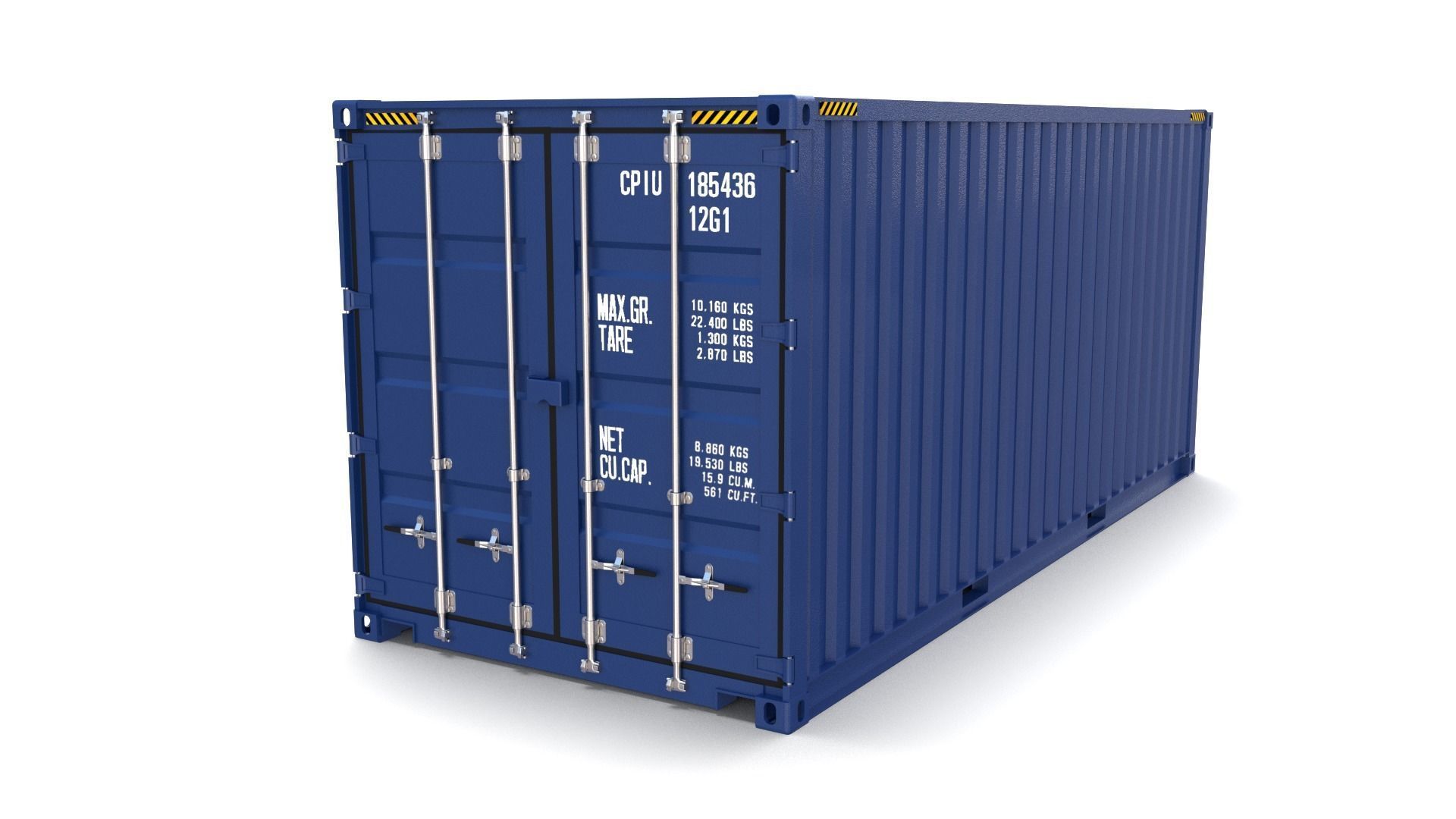 20ft Shipping Container Blue 3D model_5