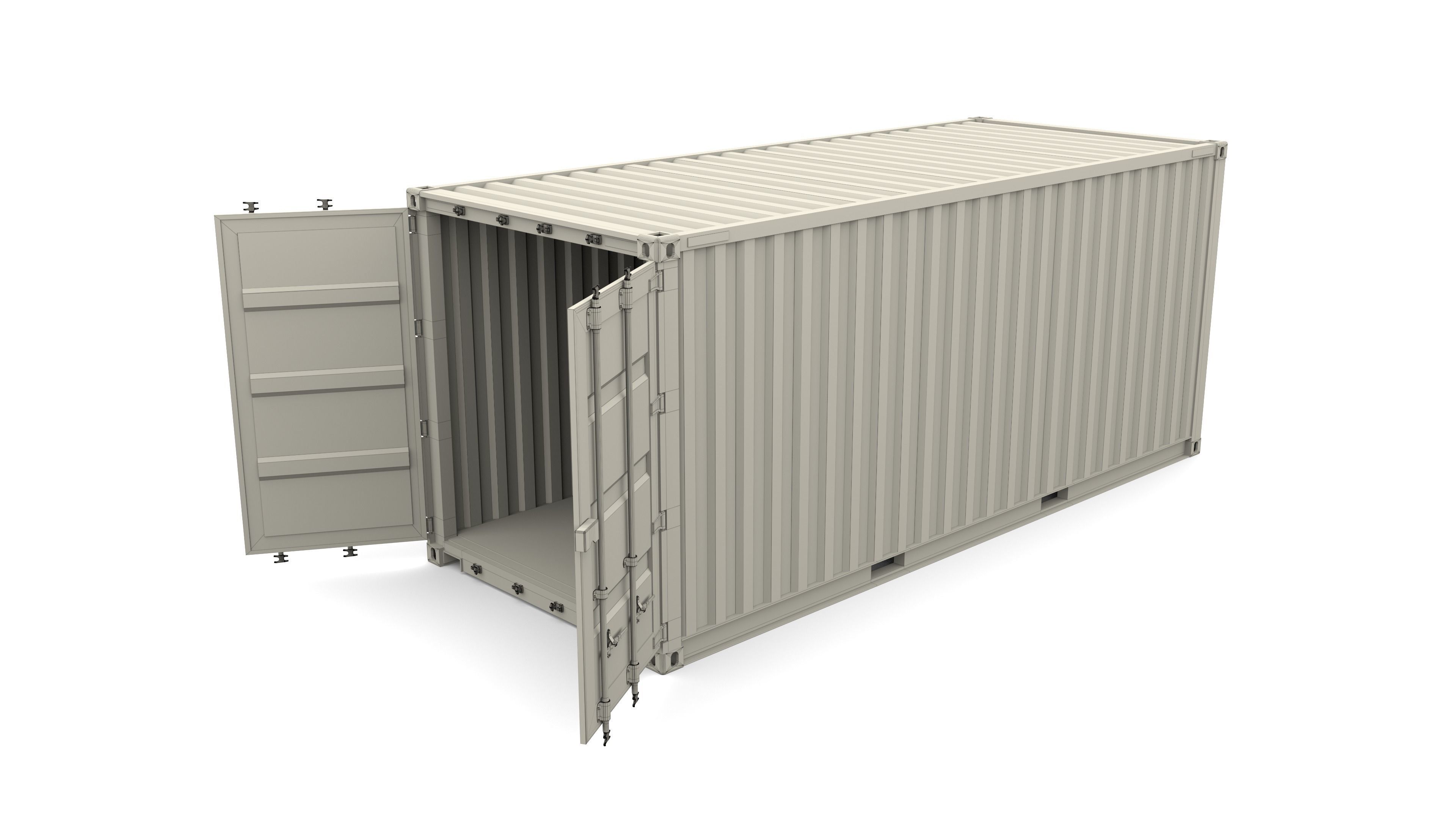20ft Shipping Container Blue 3D model_18