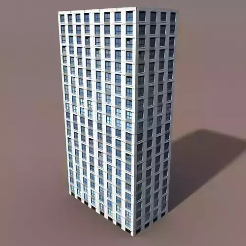 Residential Highrise Building 2 Low Poly 3d Model