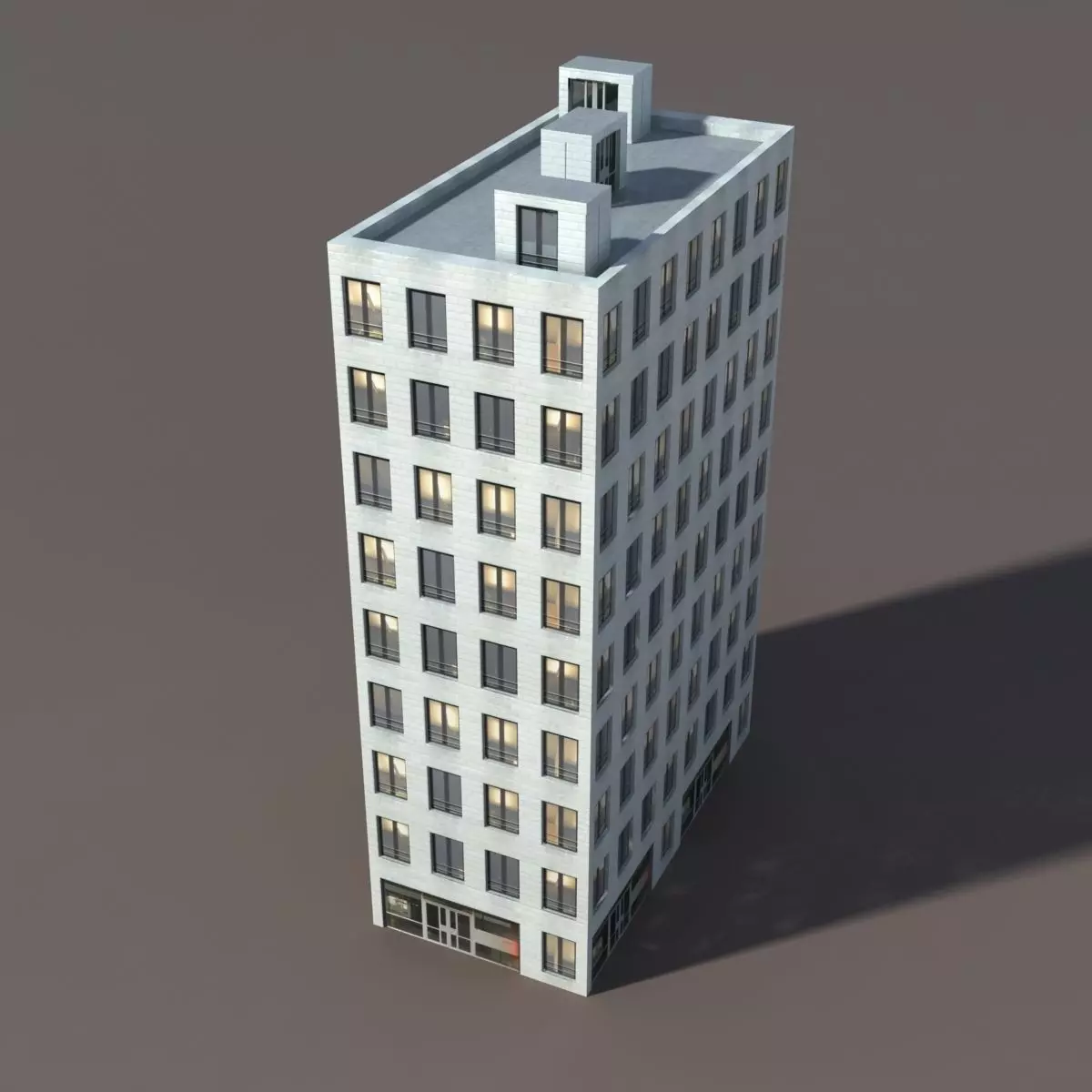 Residential Highrise Building 3 Low Poly 3d Model Low-poly 3D model_0