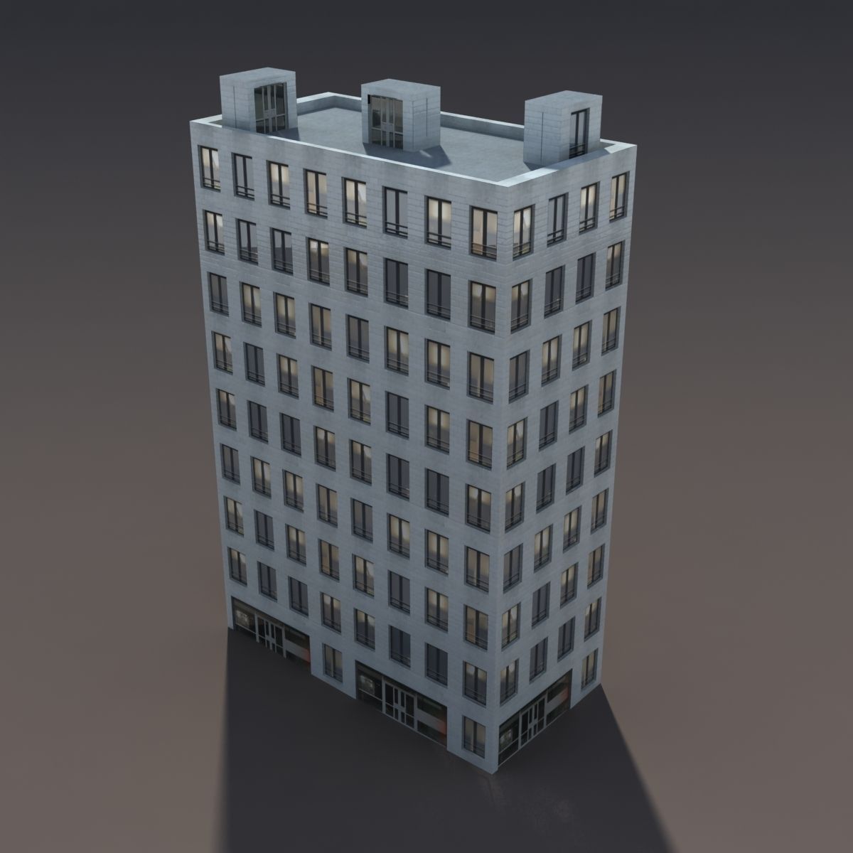 Residential Highrise Building 3 Low Poly 3d Model Low-poly 3D model_2