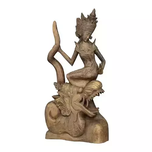 Asian Carving Woman and Dragon Low-poly 3D model