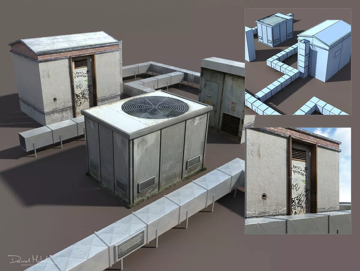 Roof Elements Low Poly 3d Model Low-poly 3D model_0