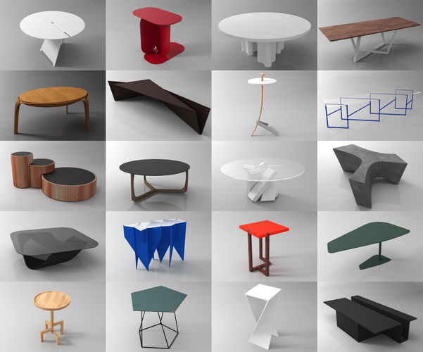 20 Tables Pack V-Ray Corona UE4 Unity Free low-poly 3D model
