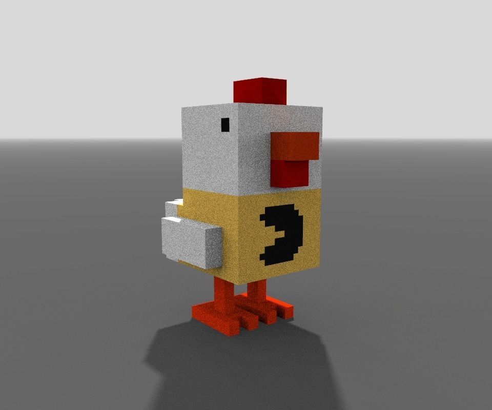Voxel Pac Chicken Low-poly 3D model_1