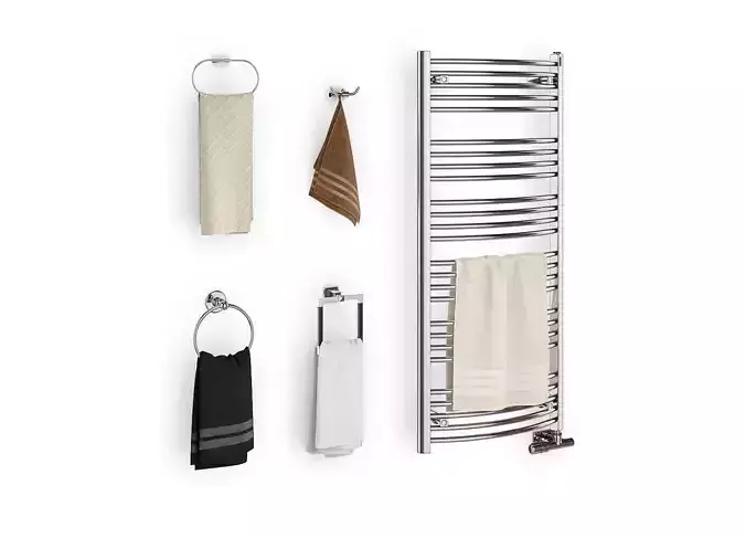 Set of towels for bathroom set 02 3D model