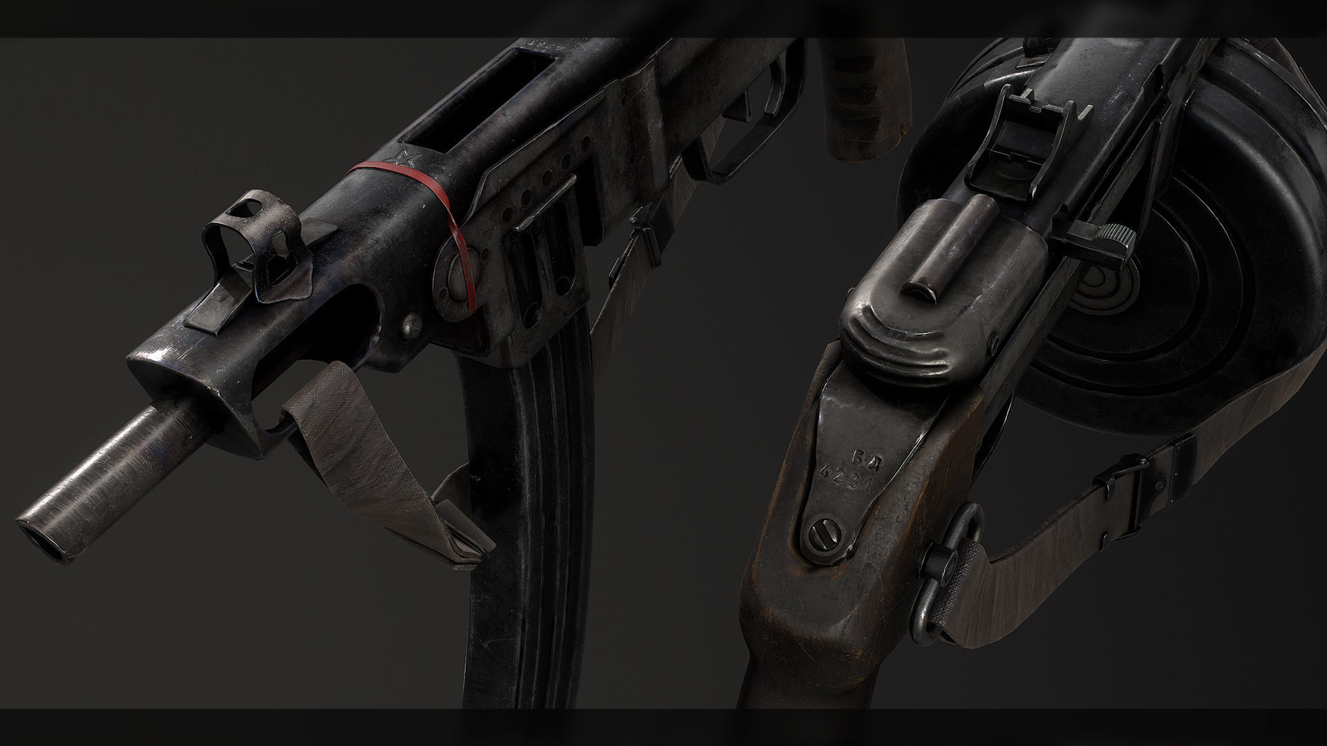 PBR Soviet PPSh-41 Obrez Low-poly 3D model_3