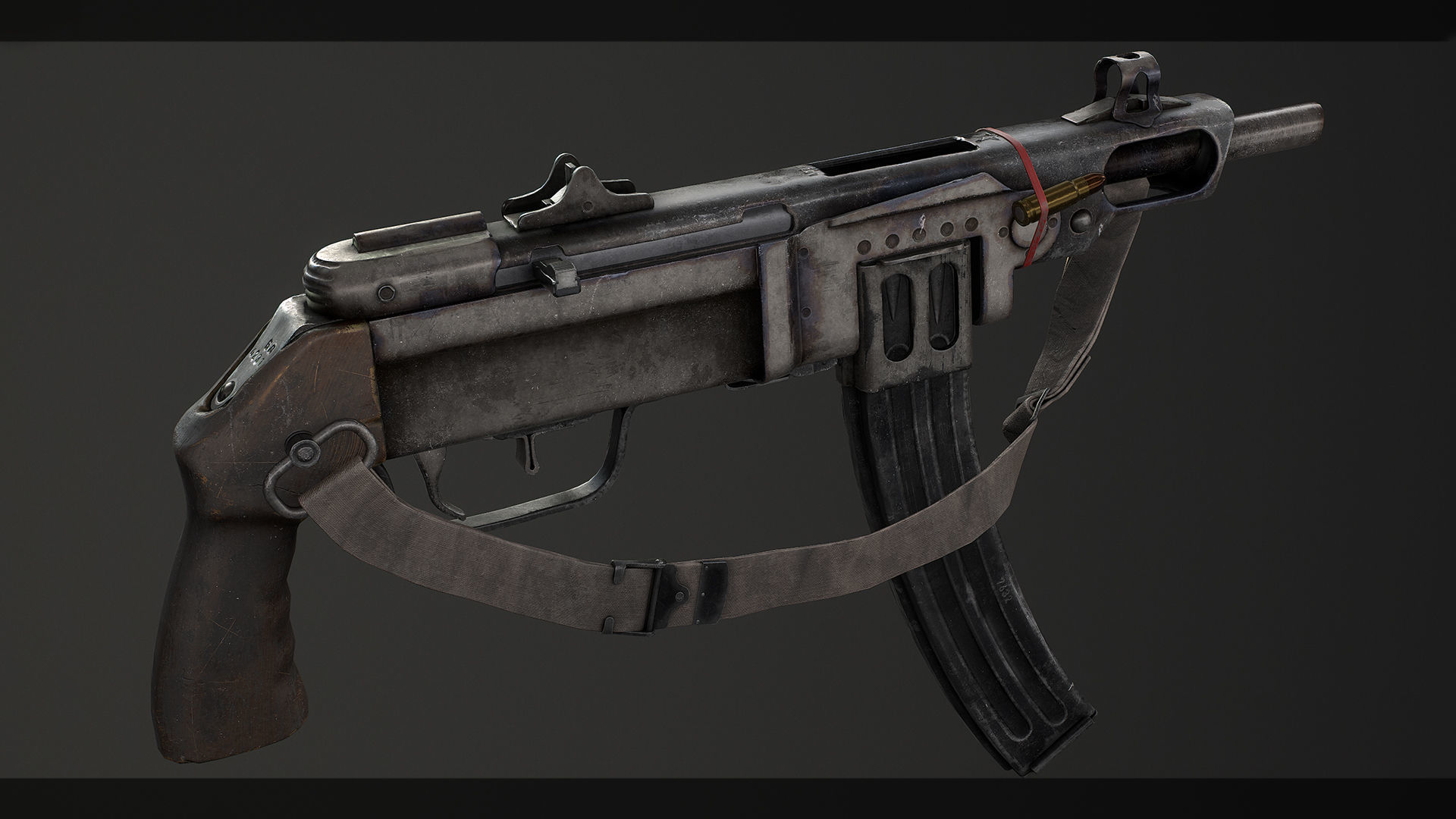 PBR Soviet PPSh-41 Obrez Low-poly 3D model_9