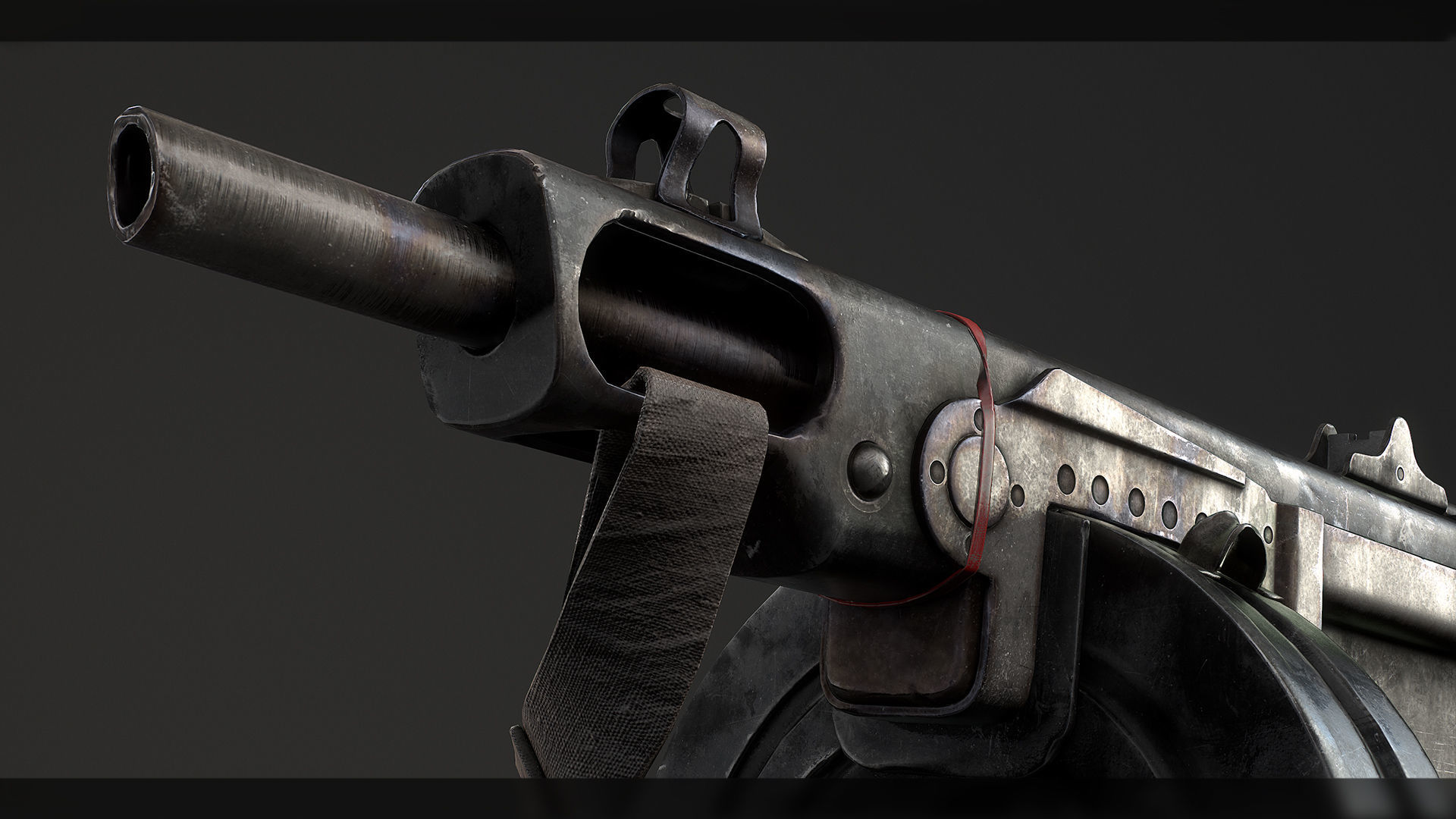 PBR Soviet PPSh-41 Obrez Low-poly 3D model_4