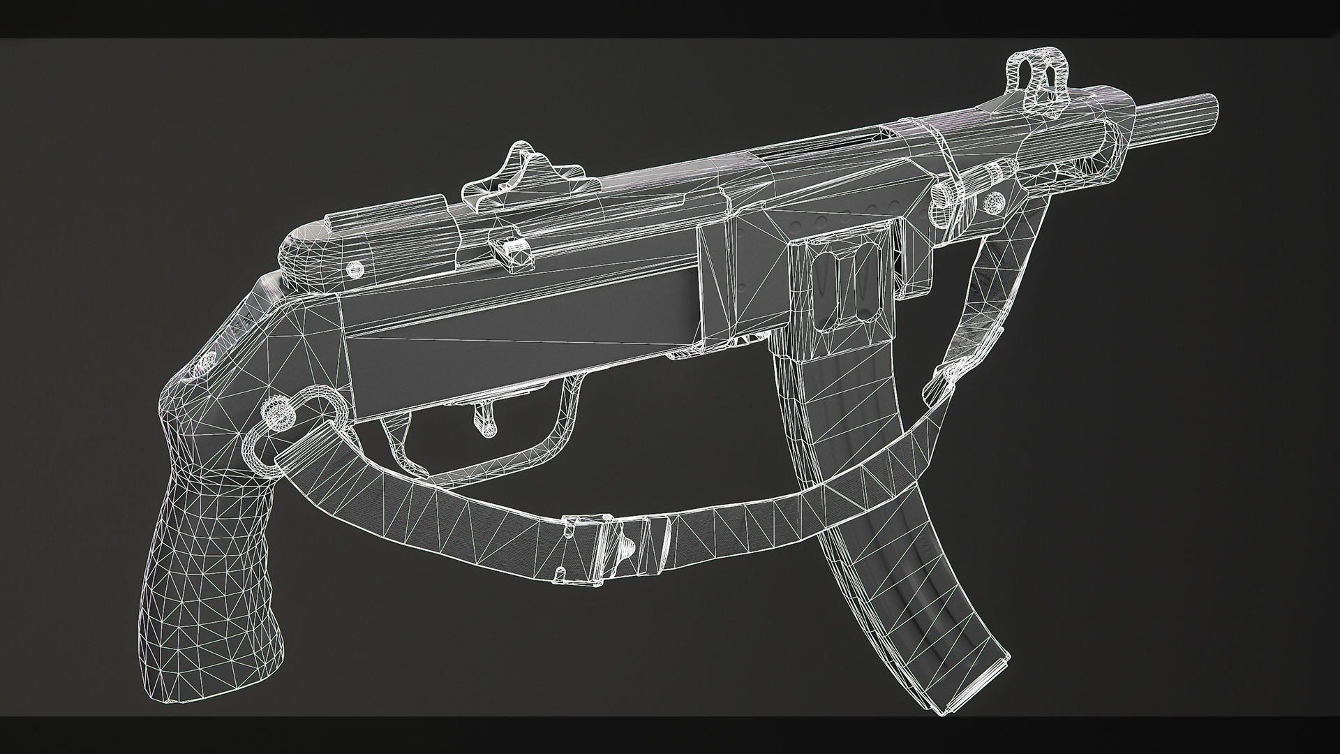 PBR Soviet PPSh-41 Obrez Low-poly 3D model_16