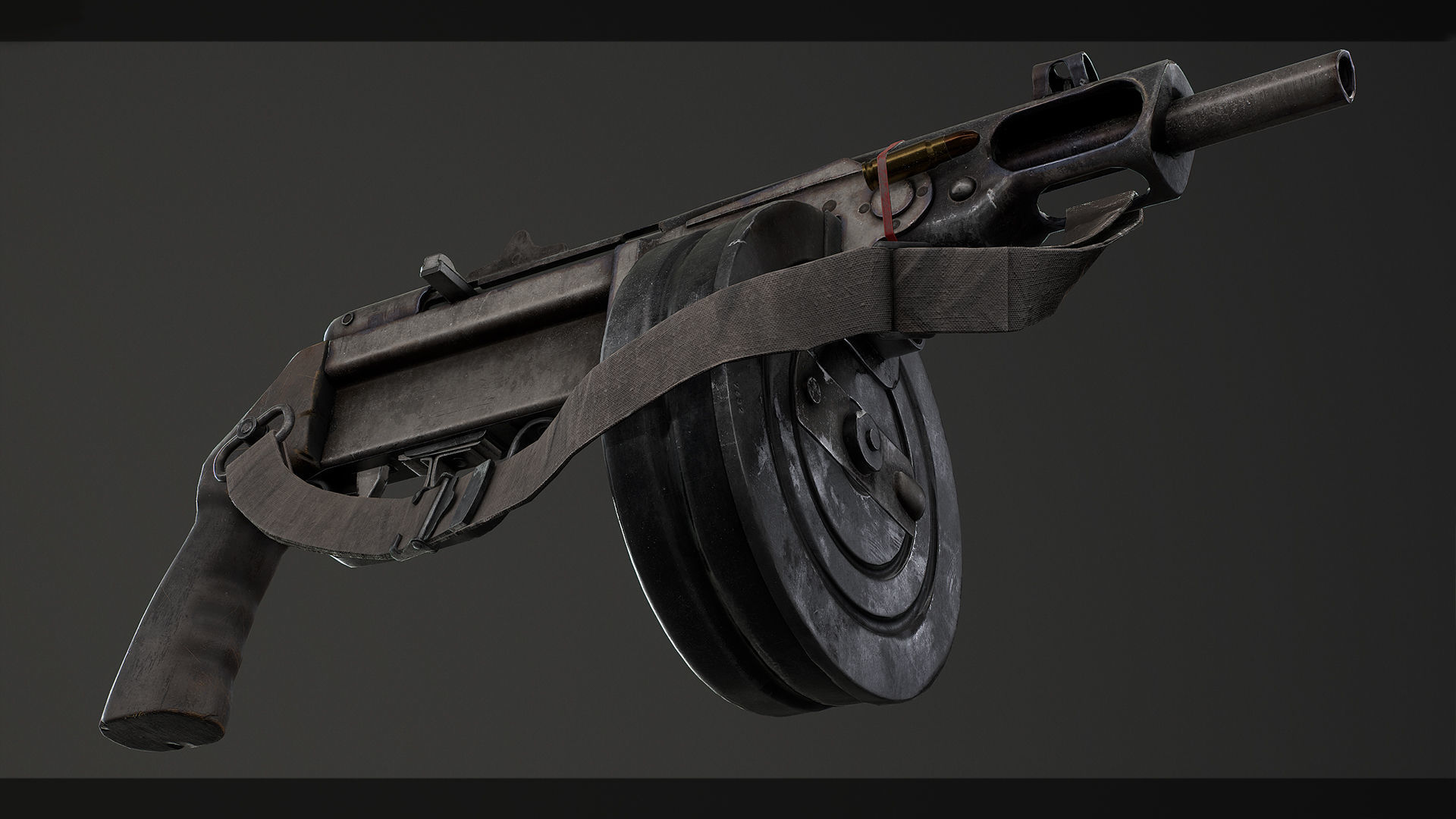 PBR Soviet PPSh-41 Obrez Low-poly 3D model_2