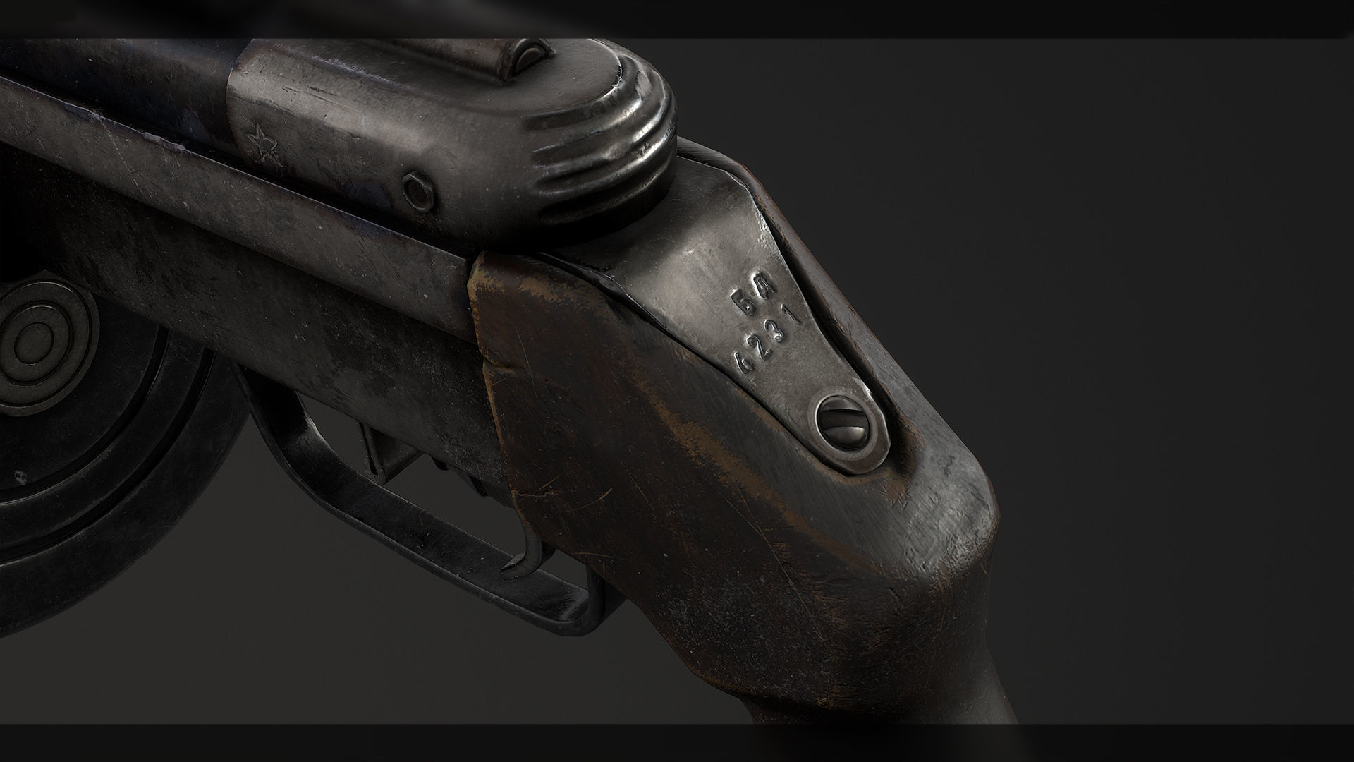 PBR Soviet PPSh-41 Obrez Low-poly 3D model_7