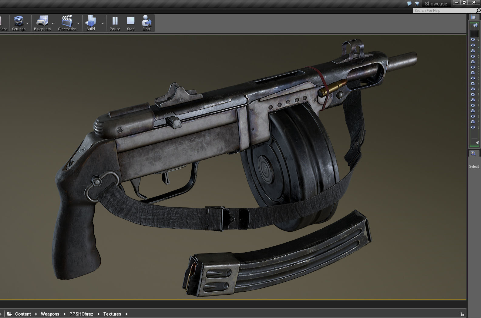 PBR Soviet PPSh-41 Obrez Low-poly 3D model_13