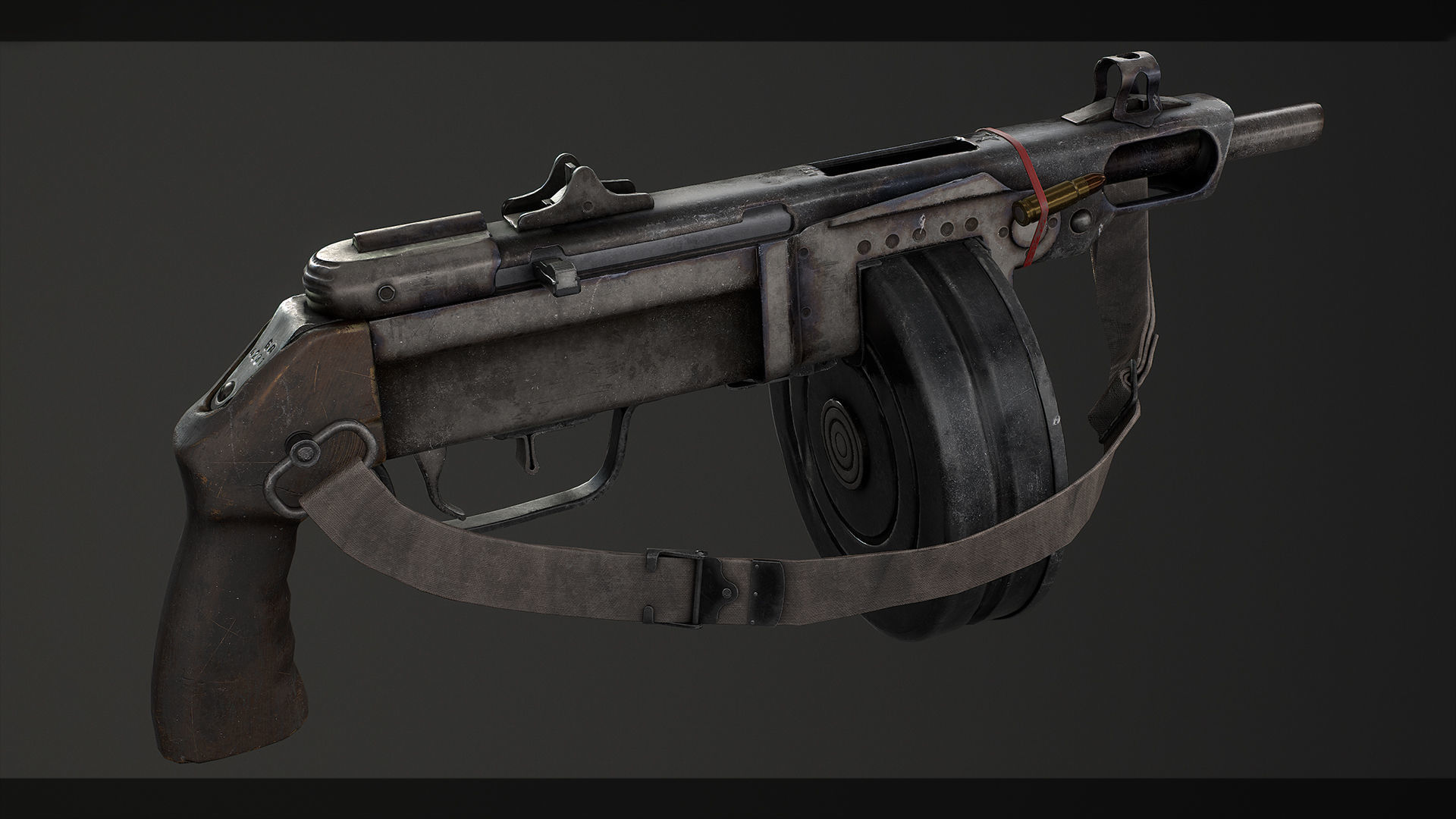PBR Soviet PPSh-41 Obrez Low-poly 3D model_8
