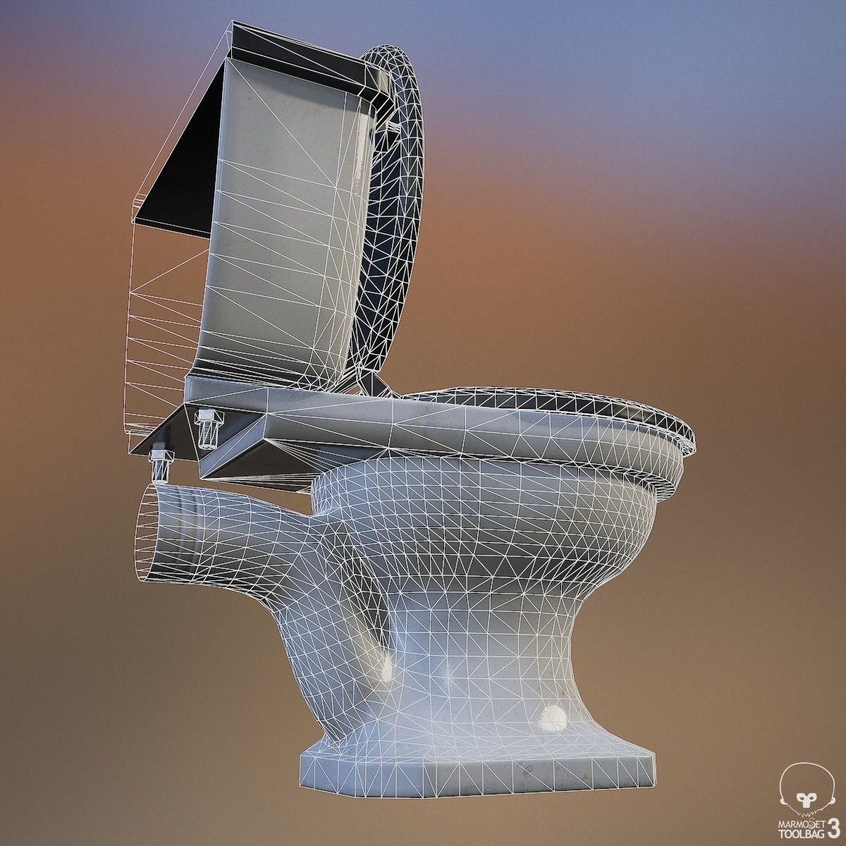 Toilet - Low-poly 3D model_9