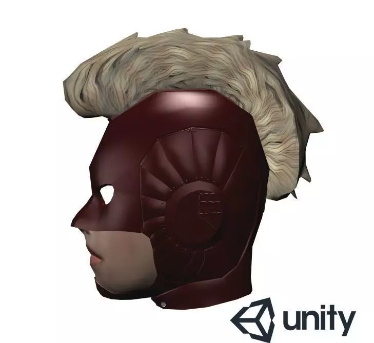 Captain Marvel Head Low-poly 3D model