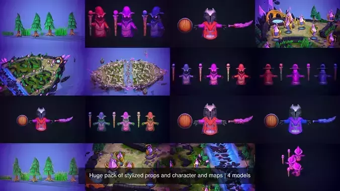 Huge pack of stylized props and character and maps