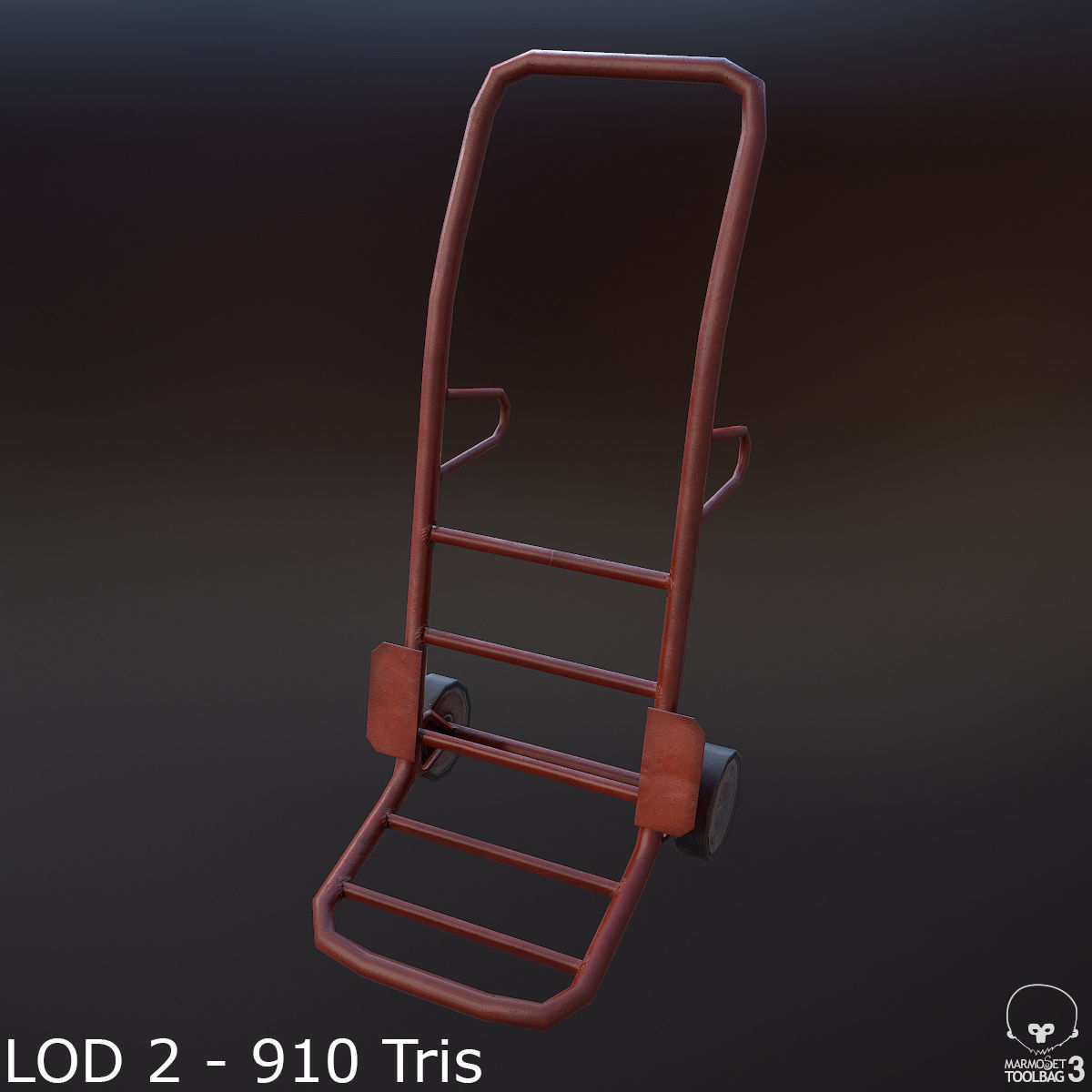 Hand Truck Low-poly 3D model_9