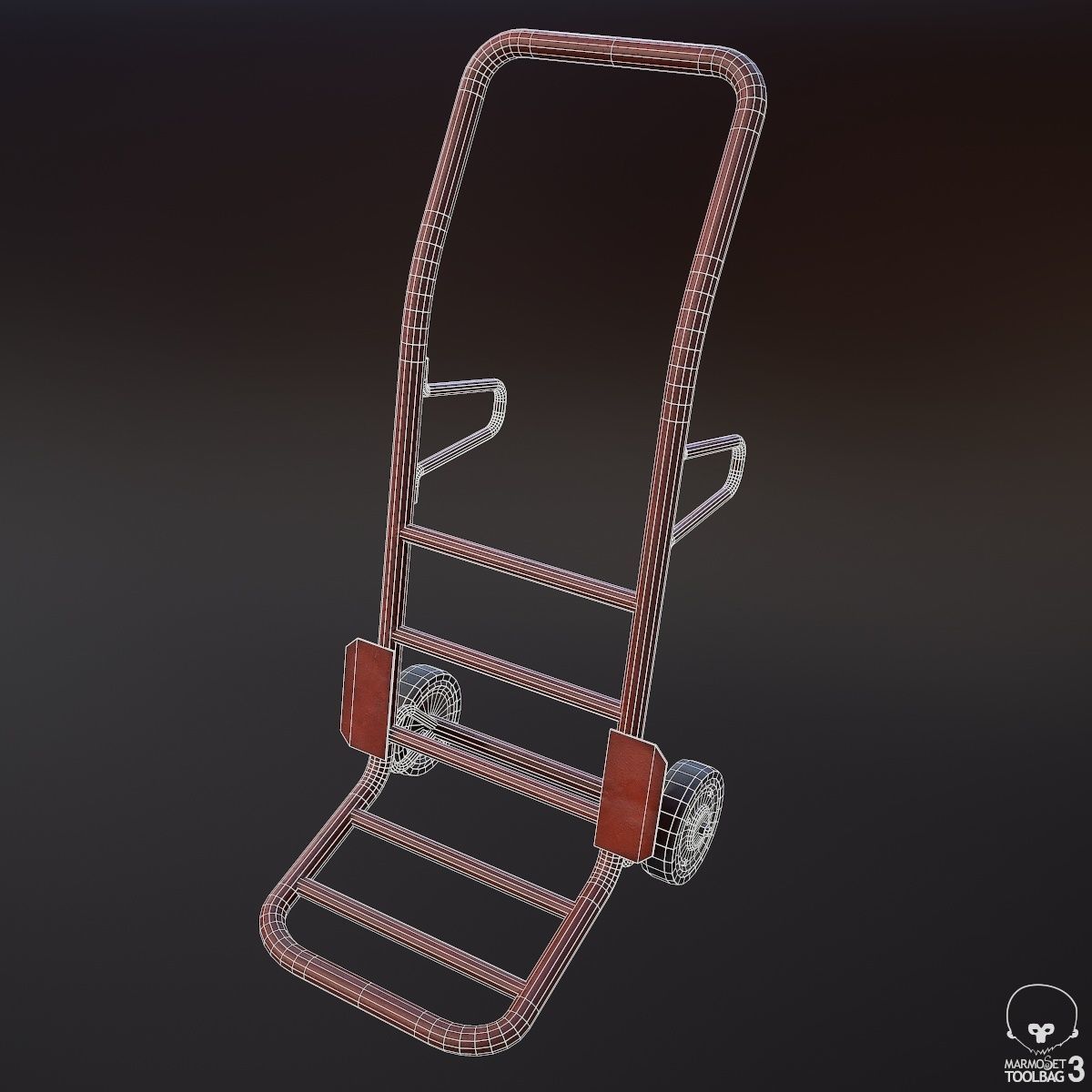 Hand Truck Low-poly 3D model_10