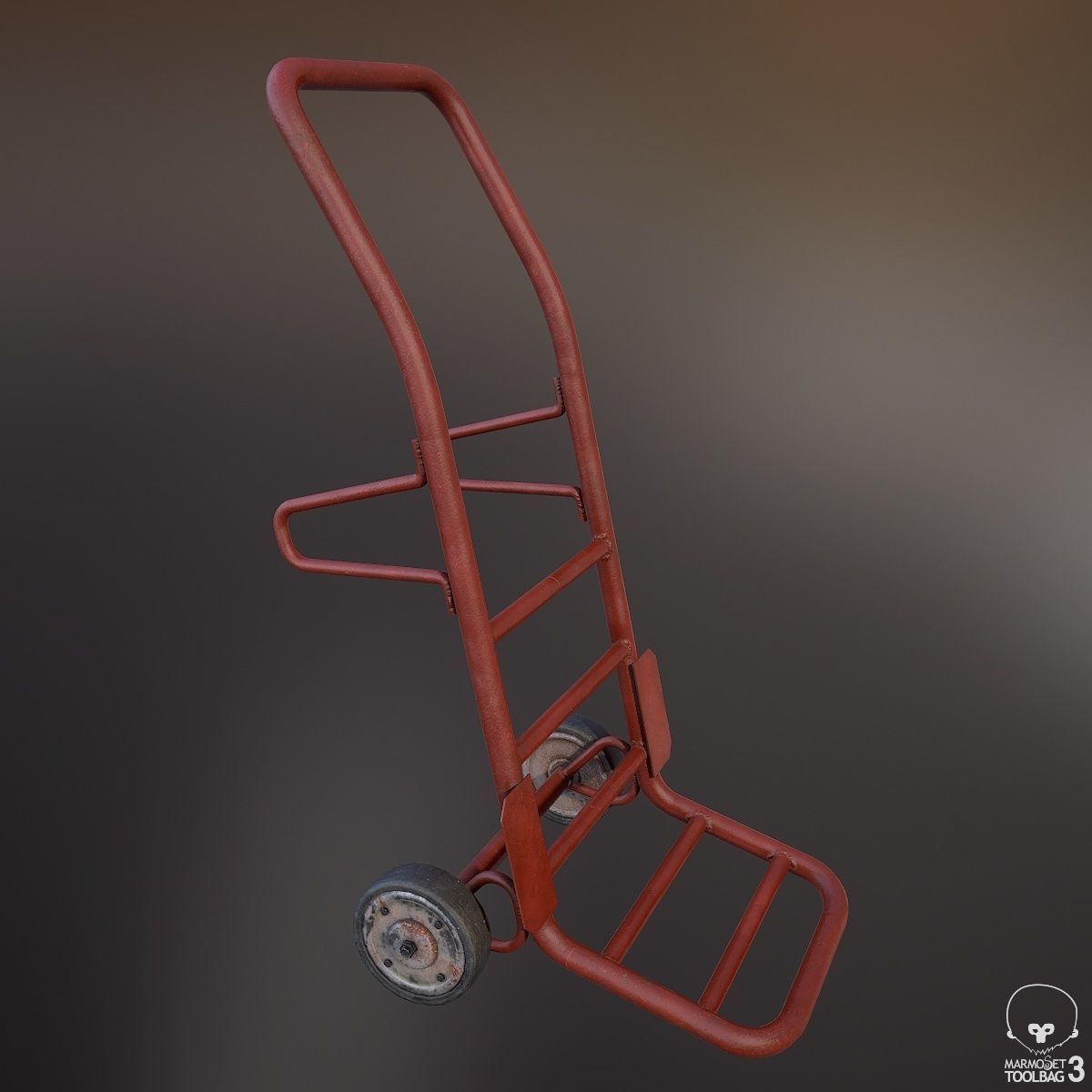 Hand Truck Low-poly 3D model_3