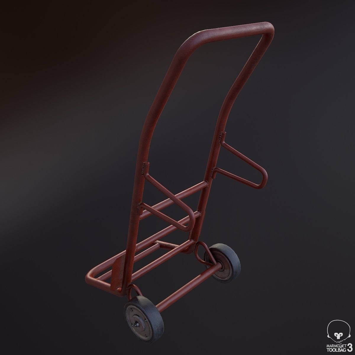 Hand Truck Low-poly 3D model_4
