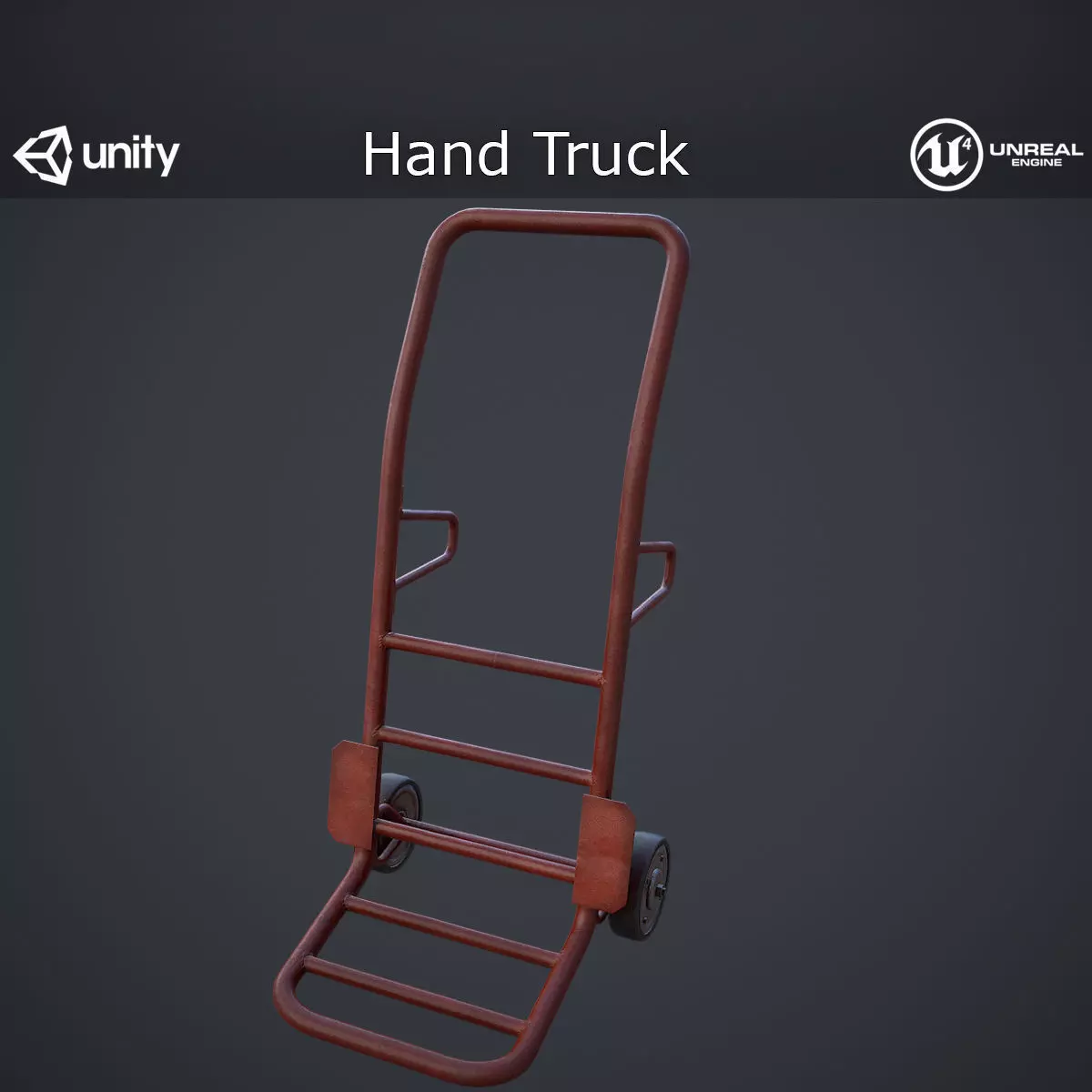 Hand Truck Low-poly 3D model_0