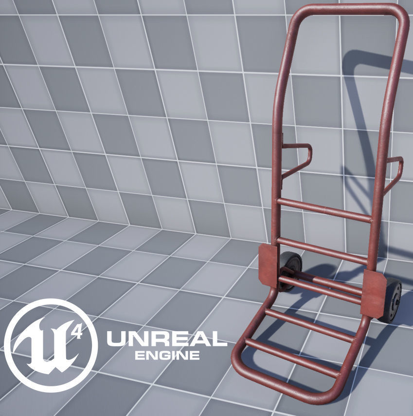 Hand Truck Low-poly 3D model_12